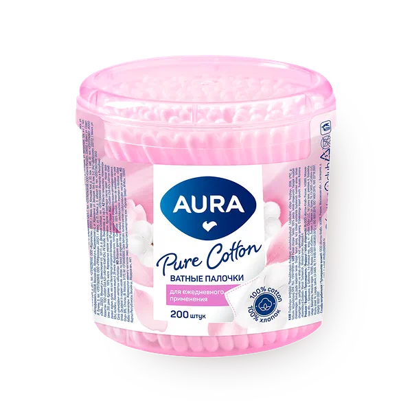 Ватные палочки Aura Beauty в стакане 200 шт