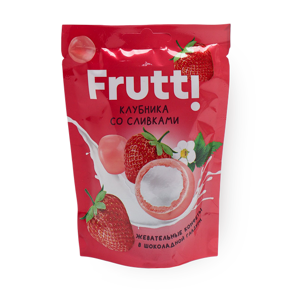 Конфеты жевательные Frutti клубника со сливками в шоколадной глазури
