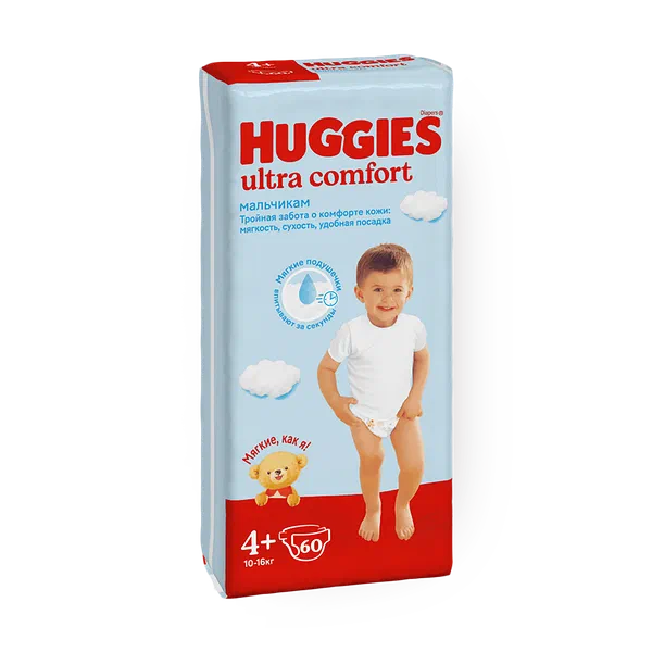 Подгузники Huggies Ultra Comfort для мальчиков 4+ размер 10-16 кг