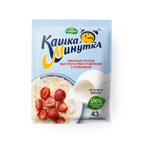 Овсяные хлопья «Кунцево» Минутка малина-сливки