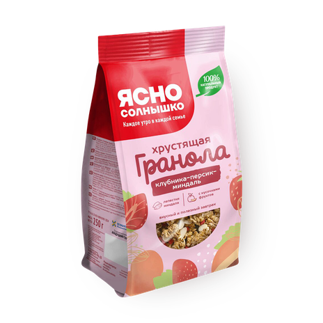 Гранола «Ясно солнышко» клубника-персик-миндаль