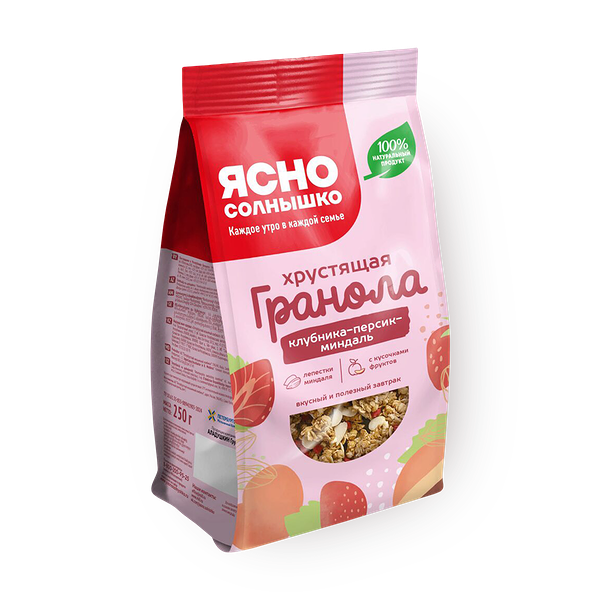 Гранола «Ясно солнышко» клубника-персик-миндаль