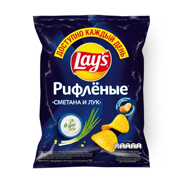 Чипсы Lay's сметана и лук рифлёные