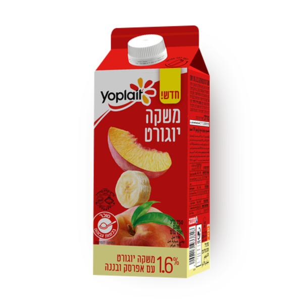 yoplait yogurt drink with peach and banana 1.6%