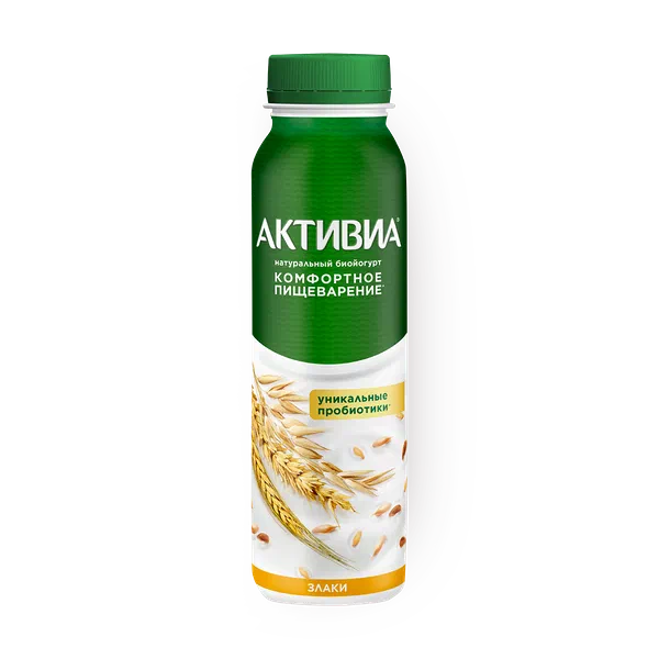 Биойогурт питьевой «Активиа» отруби-злаки
