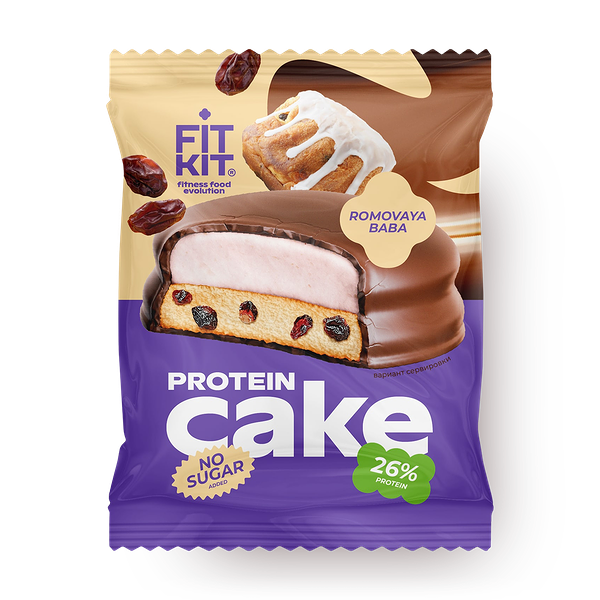 Десерт протеиновый глазированный Fit Kit Protein Cake ромовая баба