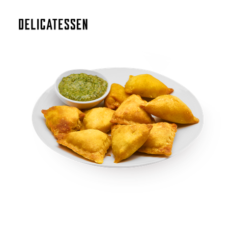 Delicatessen samosa with soil and peas