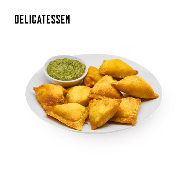 Delicatessen samosa with soil and peas