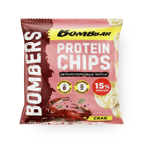 Чипсы протеиновые цельнозерновые Bombbar краб