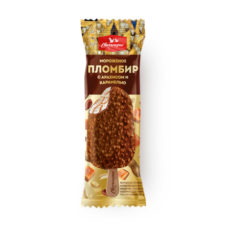 Мороженое пломбир «Свитлогорье» с арахисом и карамелью в глазури эскимо
