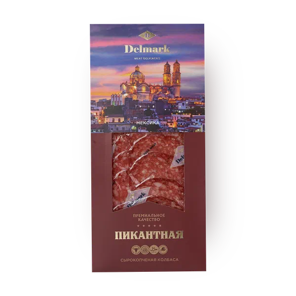 Колбаса Пикантная Delmark сырокопчёная нарезка