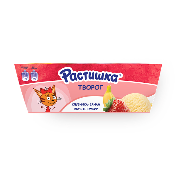 Творожок 3,5% «Растишка» клубника-банан-пломбир 6 шт.