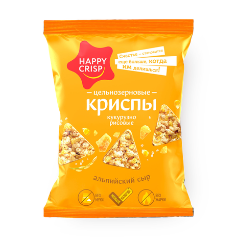Крипсы рисовые-цельнозерновые Happy Crisp альпийский сыр