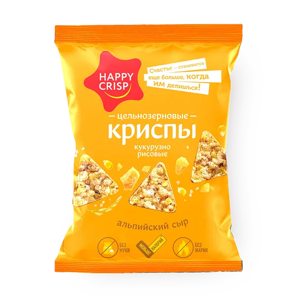 Крипсы рисовые-цельнозерновые Happy Crisp альпийский сыр