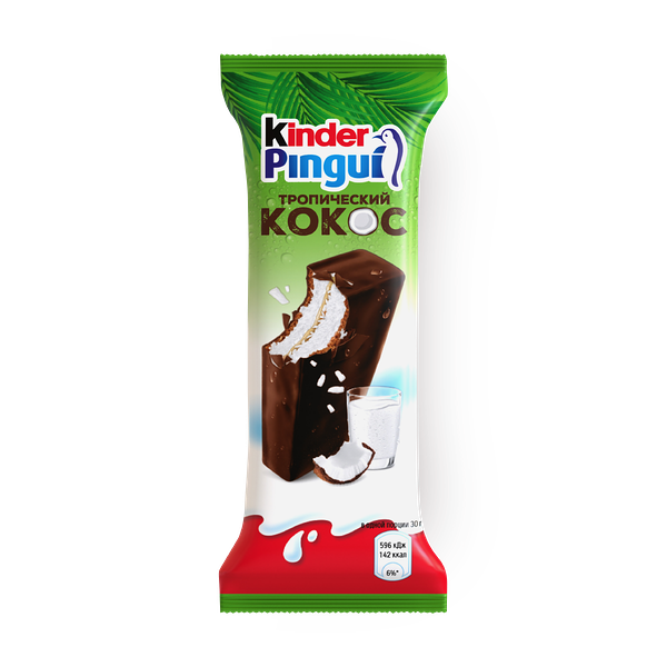 Пирожное бисквитное Kinder Pingui с тропическим кокосом