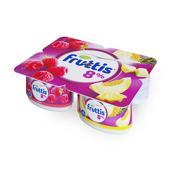 Йогурт Fruttis с малиной, ананасом и дыней 8%