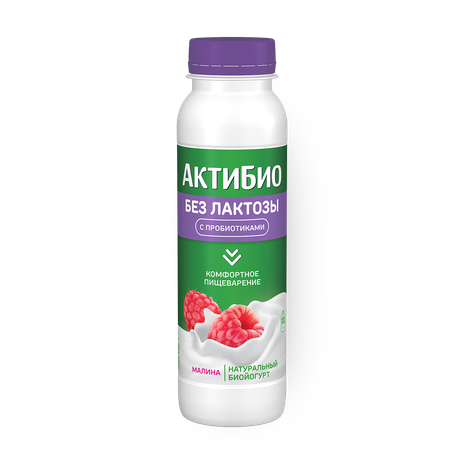 Йогурт питьевой безлактозный «АктиБио» с малиной 1,5%