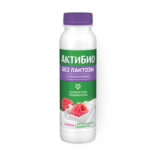 Йогурт питьевой безлактозный «АктиБио» с малиной 1,5%