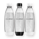 Three Black and white bottles