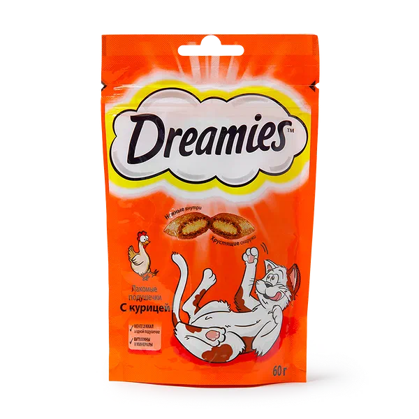 Лакомство для кошек Dreamies подушечки с курицей