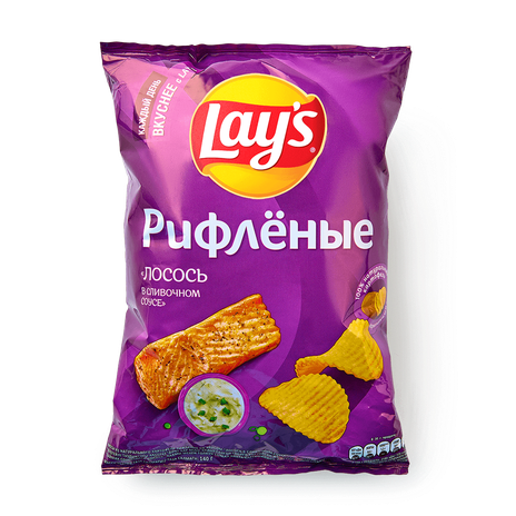 Чипсы Lay's Лосось в сливочном соусе рифлёные, 140 г — купить с ...