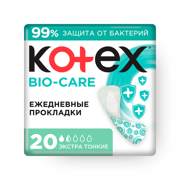 Прокладки ежедневные Kotex Liners Bio-Care Extra Thin