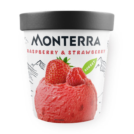 Мороженое сорбет Monterra малина с кусочками клубники