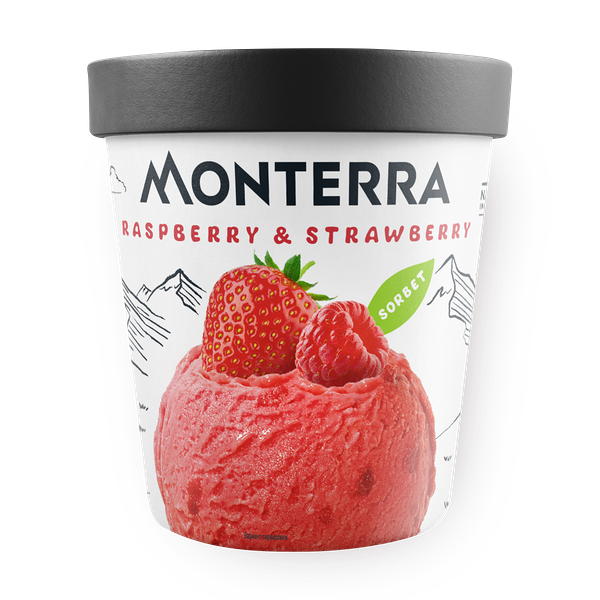 Мороженое сорбет Monterra малина с кусочками клубники