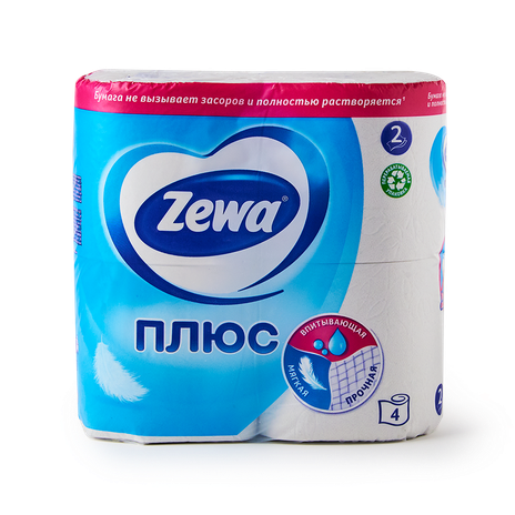 Туалетная бумага Zewa Плюс белая 2 слоя