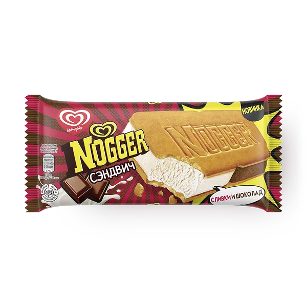 Мороженое «Инмарко» Nogger сливки-шоколад сэндвич