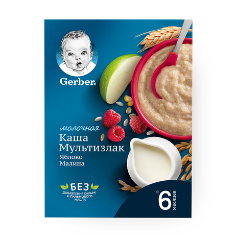 Каша молочная Gerber яблоко и малина