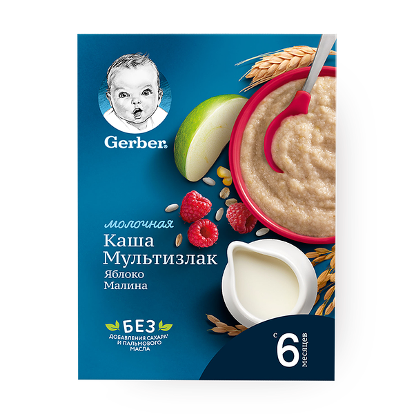 Каша молочная Gerber яблоко и малина