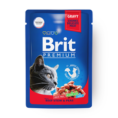 Корм для кошек Brit Premium с говяди­ной и горош­ком
