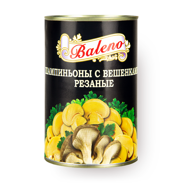 Шампиньоны с вешенками Baleno резаные