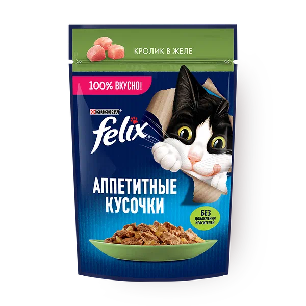 Корм влажный для кошек Felix с кроликом в желе