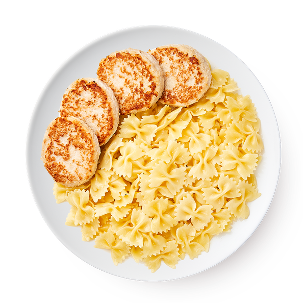 Котлеты из курицы и индейки с макаронами большая порция «Из Лавки»