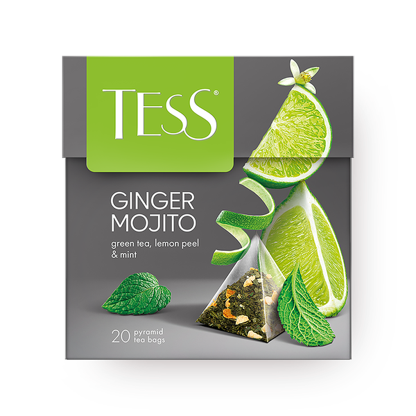 Чай зелёный Ginger Mojito Tess с цедрой лимона и мятой в пирамидках
