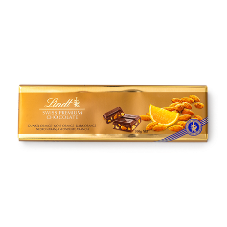 Шоколад тёмный Swiss Premium Chocolate Lindt апельсин-миндаль