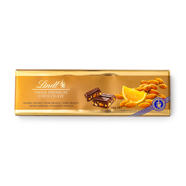 Шоколад тёмный Swiss Premium Chocolate Lindt апельсин-миндаль