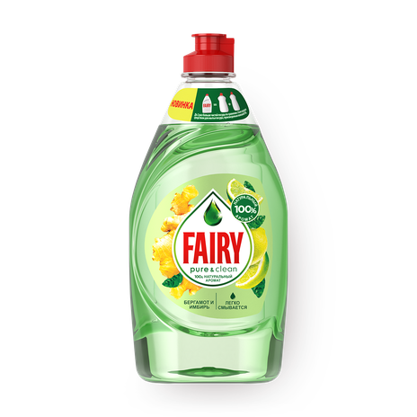 Средство для мытья посуды Fairy Pure & Clean бергамот и имбирь
