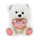 Teddy bear holding a rose gold heart