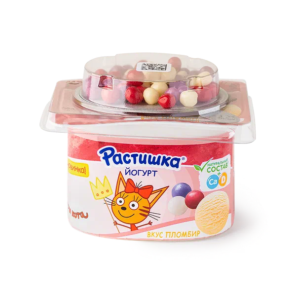 Йогурт «Растишка» со вкусом пломбира с печеньем с шоколадом и какао ...