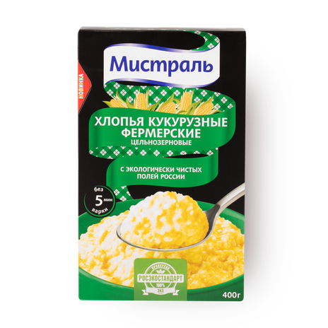 Хлопья кукурузные цельнозерновые Фермерские «Мистраль»