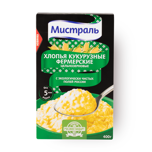 Хлопья кукурузные цельнозерновые Фермерские «Мистраль»