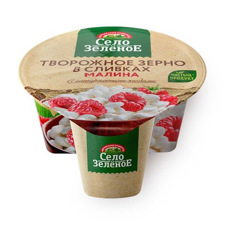 Творожное зерно в сливках «Село Зелёное» малина 5%