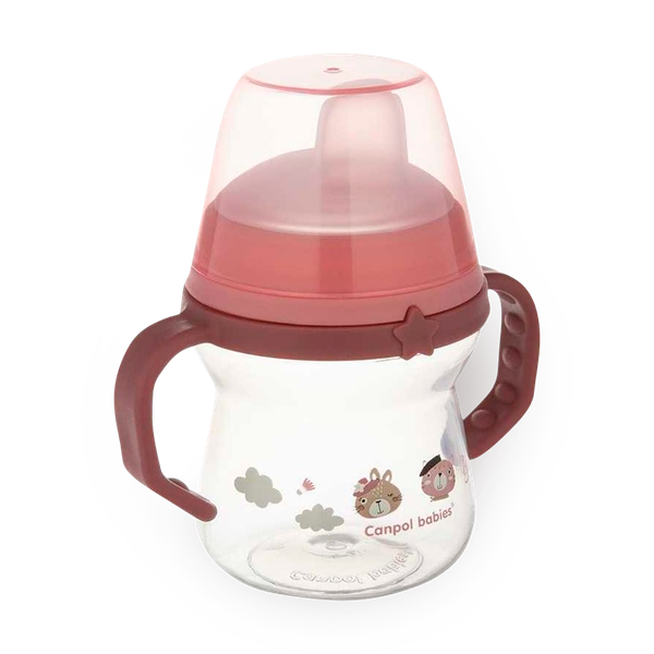 Кружка тренировочная с силиконовым носиком FirstCup Bonjour Paris Canpol babies Розовая