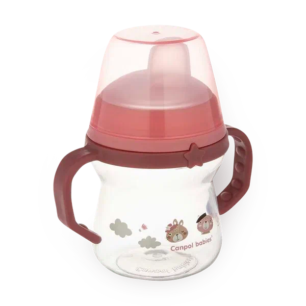 Кружка тренировочная с силиконовым носиком FirstCup Bonjour Paris Canpol babies Розовая