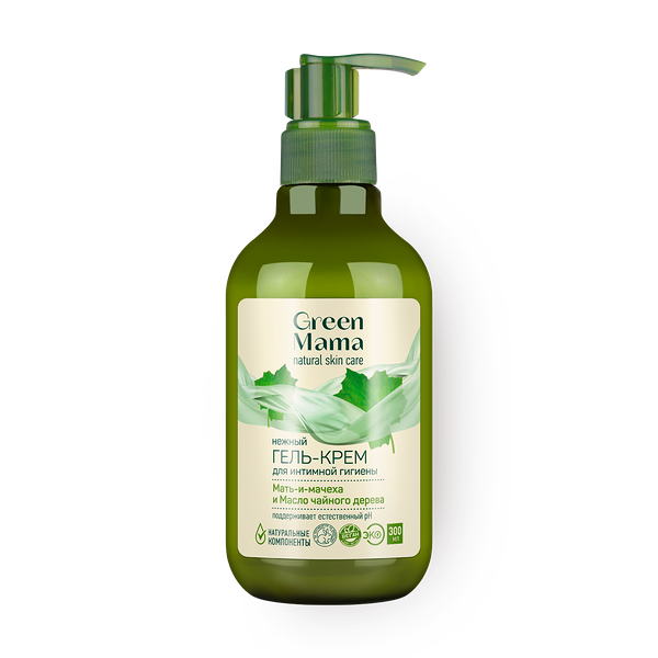 Крем-гель для интимной гигиены Green Mama нежный мать-и-мачеха и масло чайного дерева