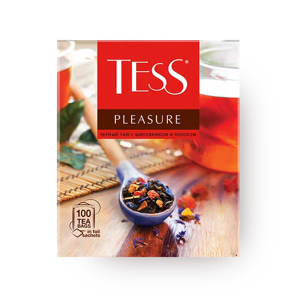 Чай чёрный Tess Pleasure с шиповником и яблоком в пакетиках