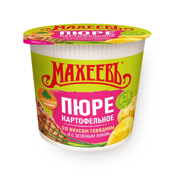 Пюре картофельное быстрого приготовления «Махеевъ» со вкусом говядины с зелёным луком